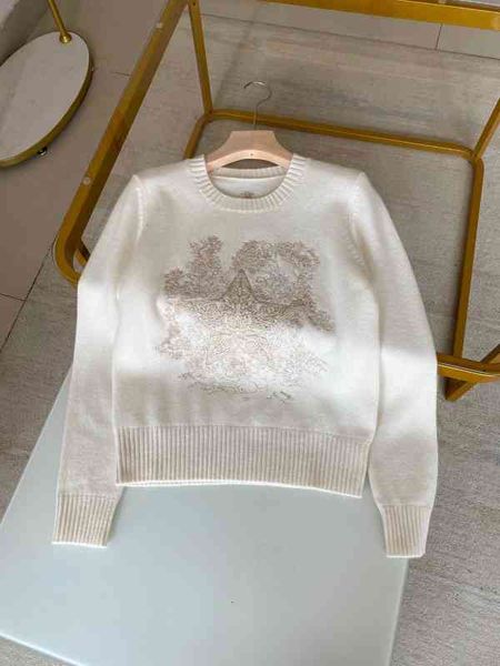 women's knits tees luxury high-end piece original yarn joy embroidery round neck pullover cashmere sweater, White
women's knits tees luxury high-end piece original yarn joy embroidery round neck pullover cashmere sweater, White