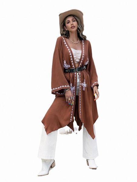 women's swimwear rusttydustty floral embroidered drop shoulder asymmetrical hem kimono without belt p6nt#, White;black
women's swimwear rusttydustty floral embroidered drop shoulder asymmetrical hem kimono without belt p6nt#, White;black