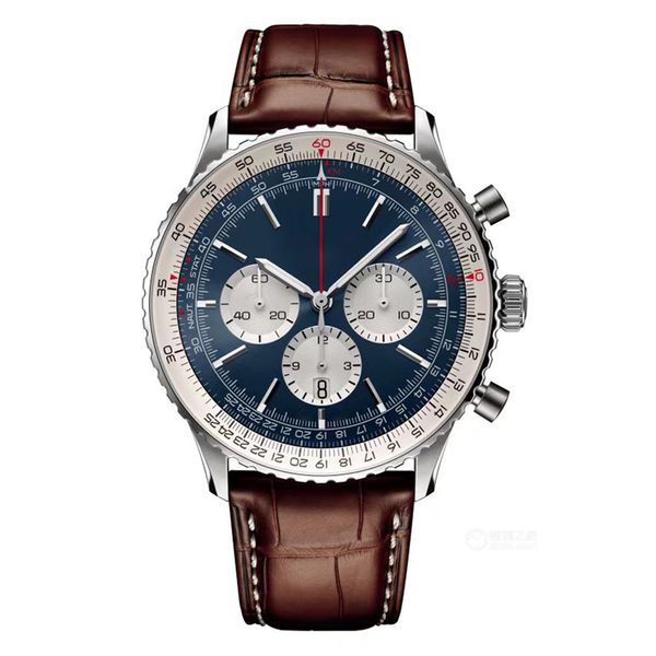 

2022 mens automatic mechanical watch 50mm leather strap blue black sapphire wristwatches super luminous montre de luxe, Slivery;golden