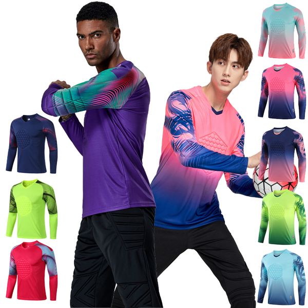 football long sleeves gradient goal keeper uniforms sport training new breathable soccer chest pad spring autumn jersey, Black
football long sleeves gradient goal keeper uniforms sport training new breathable soccer chest pad spring autumn jersey, Black