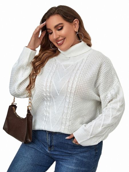 plus size t-shirt plus cable knit turtleneck drop shoulder sweater 32tn#, Black
plus size t-shirt plus cable knit turtleneck drop shoulder sweater 32tn#, Black