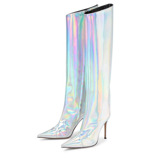 boots women runway stiletto heels mirro patent leather metallic knee high heel zipper designer slim street walking 220908, Black
boots women runway stiletto heels mirro patent leather metallic knee high heel zipper designer slim street walking 220908, Black