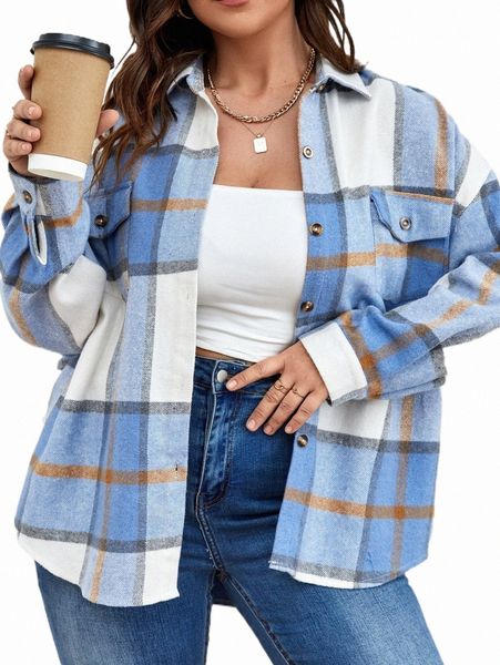plus size t-shirt plus plaid print pocket front drop shoulder shirt l2hc#, Black
plus size t-shirt plus plaid print pocket front drop shoulder shirt l2hc#, Black