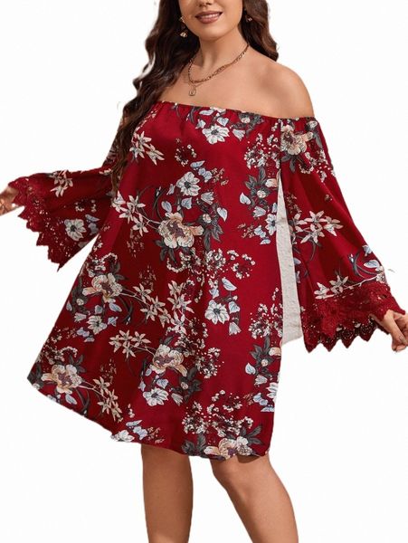 plus size dresses plus floral print off shoulder guipure lace insert dress 64pg#, Black
plus size dresses plus floral print off shoulder guipure lace insert dress 64pg#, Black