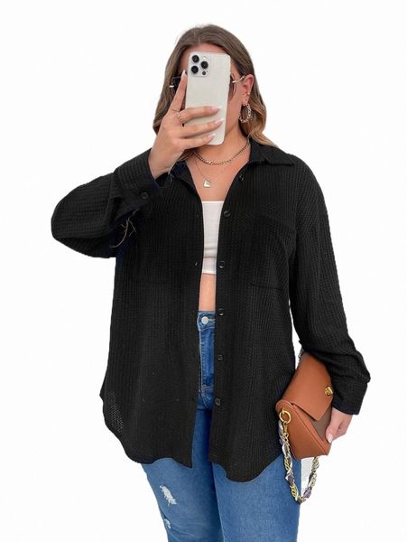 plus size outerwear & coats plus drop shoulder pocket patched coat 545m#, Black
plus size outerwear & coats plus drop shoulder pocket patched coat 545m#, Black