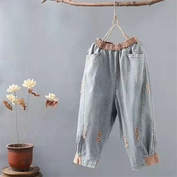 women's jeans arrival summer arts style women loose casual elastic waist calf-length pants cotton denim patchwork harem pants w438 2209, Blue
women's jeans arrival summer arts style women loose casual elastic waist calf-length pants cotton denim patchwork harem pants w438 2209, Blue