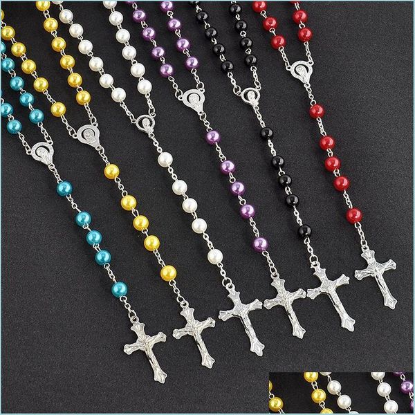 pendant necklaces long rosary cross pendant necklaces imitation pearl chain stainless steel tassel christian for women fashion jewelr dhv7n, Silver
pendant necklaces long rosary cross pendant necklaces imitation pearl chain stainless steel tassel christian for women fashion jewelr dhv7n, Silver