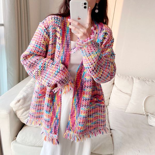 117 colorful woven tassel v-neck jacket women's lazy wind sweet loose large edition thick sweater cardigan, White;black
117 colorful woven tassel v-neck jacket women's lazy wind sweet loose large edition thick sweater cardigan, White;black