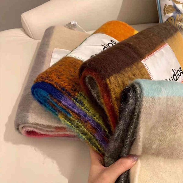 designer scarf acne sweden studios 2022 new ac autumn winter rainbow the same thick beard lattice color matching thickened tassel, Blue;gray
designer scarf acne sweden studios 2022 new ac autumn winter rainbow the same thick beard lattice color matching thickened tassel, Blue;gray