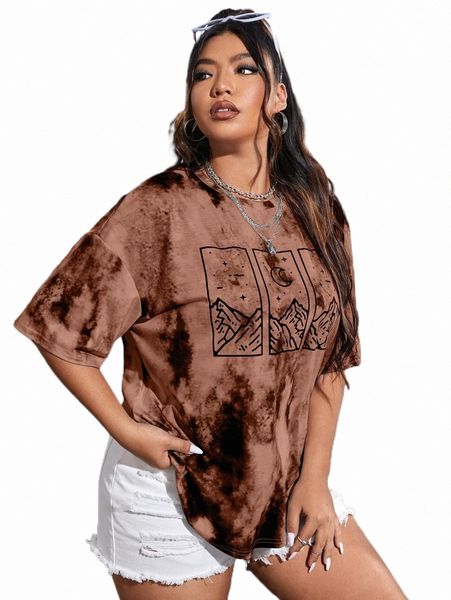 plus size t-shirt plus mountain & moon print tie dye drop shoulder tee b3sq#, Black
plus size t-shirt plus mountain & moon print tie dye drop shoulder tee b3sq#, Black