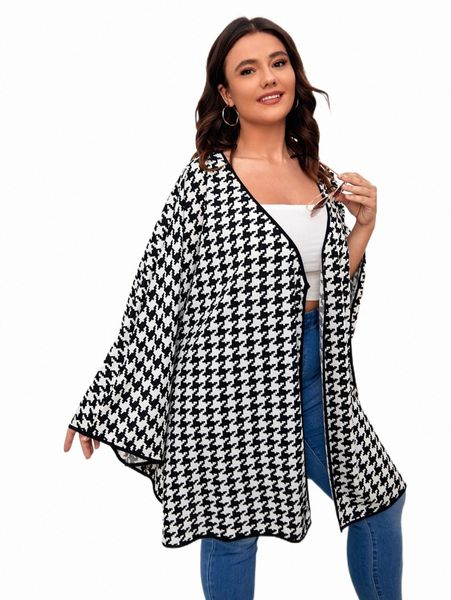 plus size outerwear & coats plus houndstooth print batwing sleeve coat w1ij#, Black
plus size outerwear & coats plus houndstooth print batwing sleeve coat w1ij#, Black