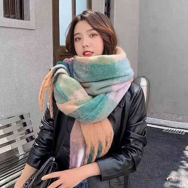 designer scarf acne sweden studios autumn and winter colored plaid women's ring yarn color matching fashionable versatile seahorse hair, Blue;gray
designer scarf acne sweden studios autumn and winter colored plaid women's ring yarn color matching fashionable versatile seahorse hair, Blue;gray