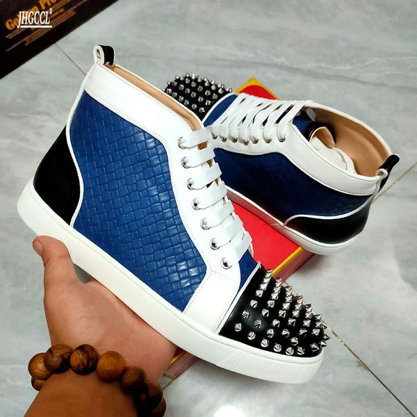 new women spike stud leather casual shoes rivets sneaker lace up flat high outdoor men boots zapatos hombre a19, Black
new women spike stud leather casual shoes rivets sneaker lace up flat high outdoor men boots zapatos hombre a19, Black
