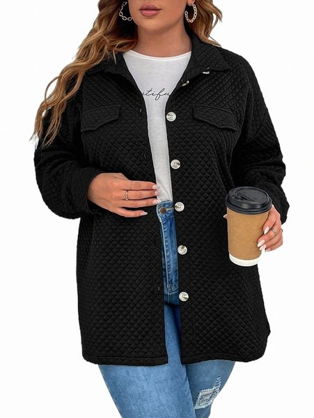 plus size outerwear & coats plus drop shoulder flap detail quilted coat r27y#, Black
plus size outerwear & coats plus drop shoulder flap detail quilted coat r27y#, Black