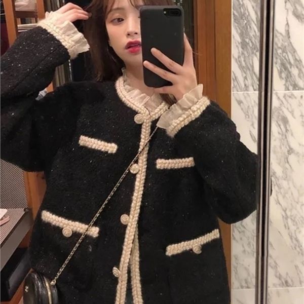 womens jackets hstar elegant slim short autumn caot women korean style lace pathchwork tweed jackets court style knitted cardigan outwear 22, Black;brown
womens jackets hstar elegant slim short autumn caot women korean style lace pathchwork tweed jackets court style knitted cardigan outwear 22, Black;brown