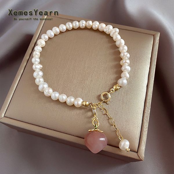 new baroque natural pearl pink peach pendant bracelets for woman korean fashion jewelry girl's elegant and sweet charm bracelet, Golden;silver
new baroque natural pearl pink peach pendant bracelets for woman korean fashion jewelry girl's elegant and sweet charm bracelet, Golden;silver