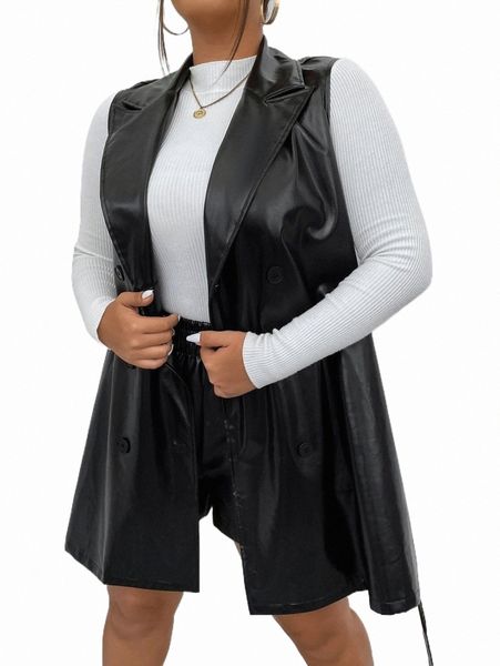 plus size outerwear & coats plus lapel neck double breasted pu leather coat 654b#, Black
plus size outerwear & coats plus lapel neck double breasted pu leather coat 654b#, Black