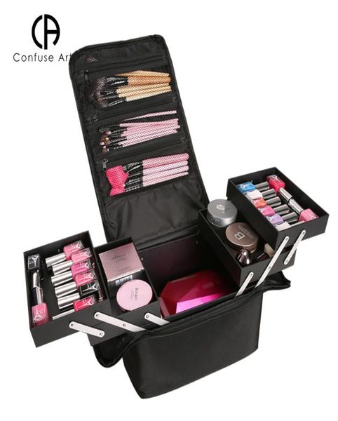 high capacity cosmetic bag multistorey professional portable makeup case ma, Black;white
high capacity cosmetic bag multistorey professional portable makeup case ma, Black;white
