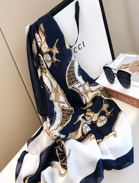 2022 famous designer ms xin design gift silk scarves scarf 180, Blue;gray