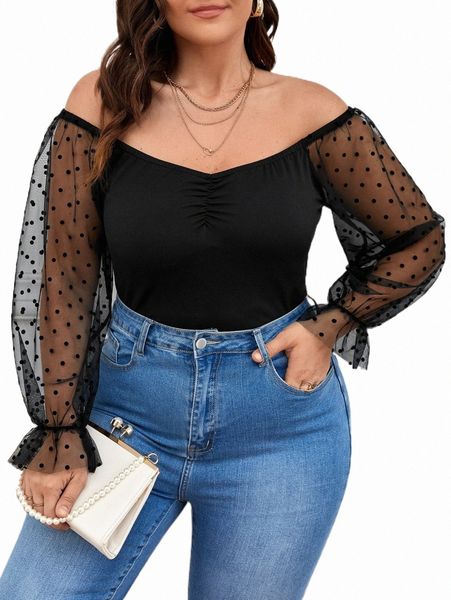 plus size t-shirt x gabi martins plus contrast dobby mesh sleeve ruched k6qo#, Black
plus size t-shirt x gabi martins plus contrast dobby mesh sleeve ruched k6qo#, Black