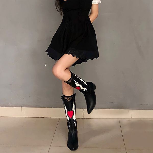 boots fashion autumn winter women mid calf cowboy western boots med heels comfy wlking great quality heart shaped work shoes 220908, Black
boots fashion autumn winter women mid calf cowboy western boots med heels comfy wlking great quality heart shaped work shoes 220908, Black
