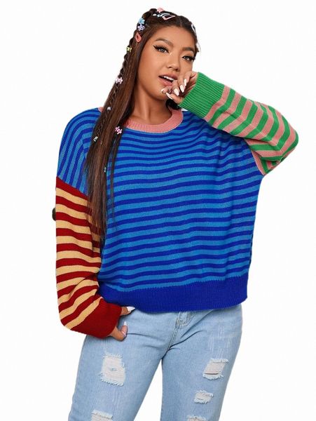 plus size t-shirt plus striped pattern colorblock drop shoulder sweater w5ip#, Black
plus size t-shirt plus striped pattern colorblock drop shoulder sweater w5ip#, Black