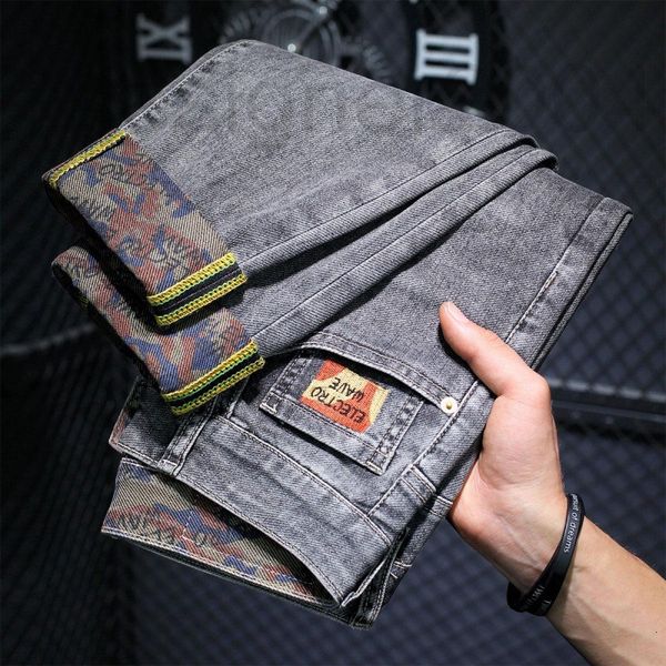 men's jeans designer smoke grey camouflage printing lining slim fit nine point jeans men's personality fashion trendy brand versat, Blue
men's jeans designer smoke grey camouflage printing lining slim fit nine point jeans men's personality fashion trendy brand versat, Blue