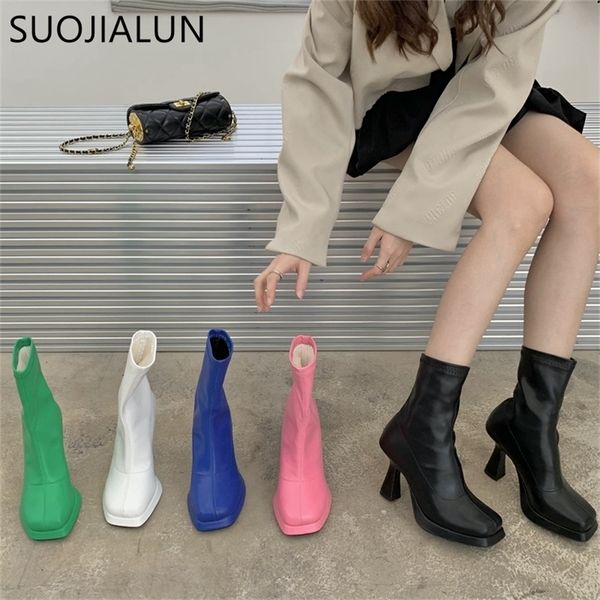 boots suojialun winter fashion women platform ankle thin high heel ladies short boot soft leather slip on chelsea shoes 220908, Black
boots suojialun winter fashion women platform ankle thin high heel ladies short boot soft leather slip on chelsea shoes 220908, Black