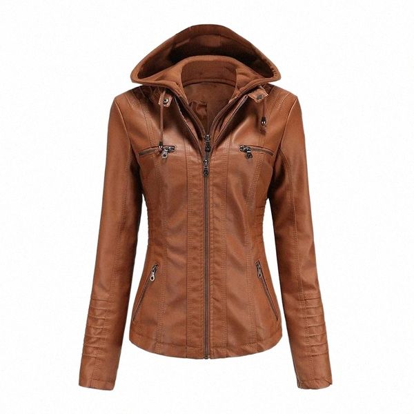 women's leather & faux leather women's leather & faux autumn winter jacket women long sleeve zipper hooded detachable coat female, Black
women's leather & faux leather women's leather & faux autumn winter jacket women long sleeve zipper hooded detachable coat female, Black