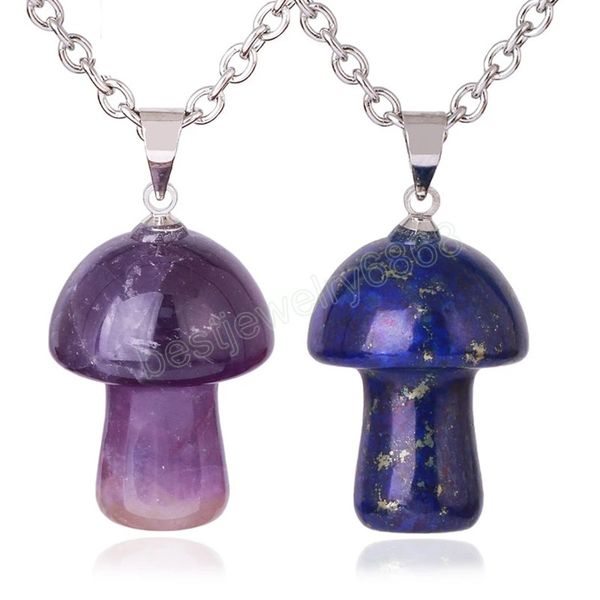healing crystal mushroom pendant necklace natural stone pink quartz charm stainless steel necklaces jewelry for women, Silver
healing crystal mushroom pendant necklace natural stone pink quartz charm stainless steel necklaces jewelry for women, Silver