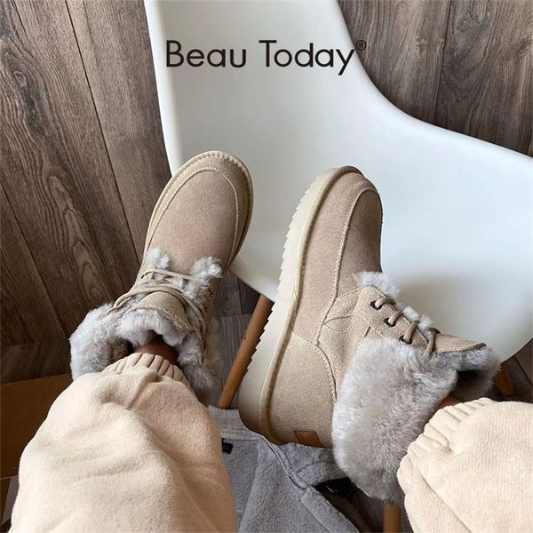 boots beautoday snow women cow suede leather lace up ankle warm wool ladies winter fur shoes handmade 08204 220908, Black
boots beautoday snow women cow suede leather lace up ankle warm wool ladies winter fur shoes handmade 08204 220908, Black