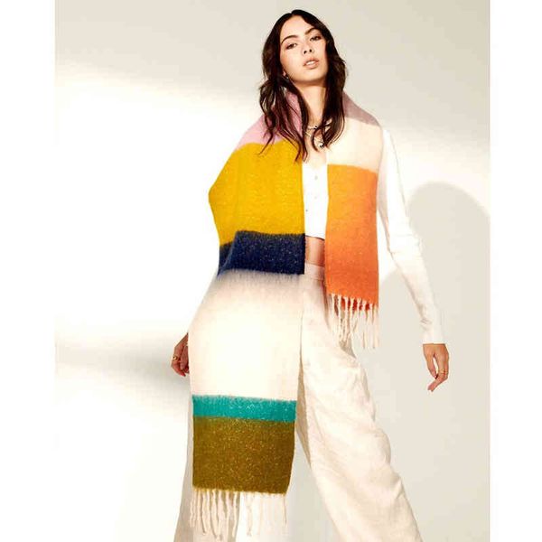 designer scarf acne sweden studios ac same rainbow mohair imitation cashmere for women in winter lengthened and enlarged warm, Blue;gray
designer scarf acne sweden studios ac same rainbow mohair imitation cashmere for women in winter lengthened and enlarged warm, Blue;gray