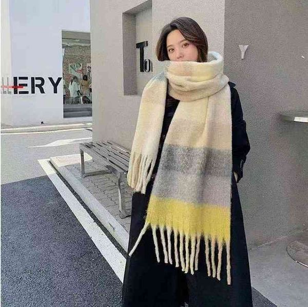 designer scarf acne sweden studios ac women's autumn and winter imitation cashmere thick beard ; women's versatile color bar grid;, Blue;gray
designer scarf acne sweden studios ac women's autumn and winter imitation cashmere thick beard ; women's versatile color bar grid;, Blue;gray