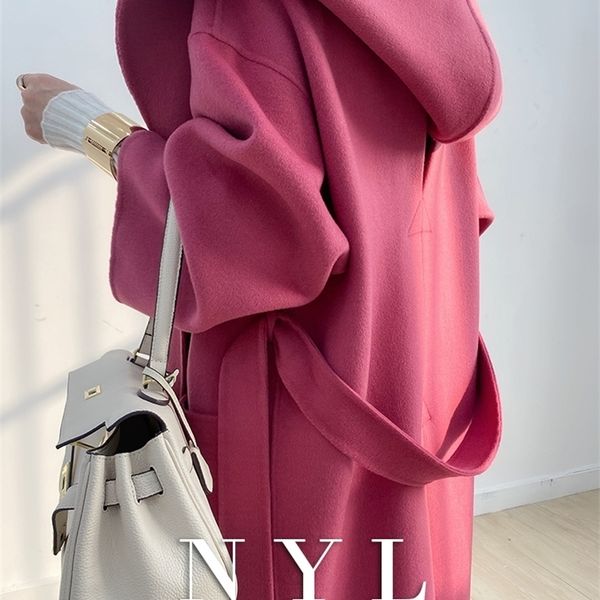 womens wool blends rose red hooded reversible cashmere coat womens midlength autumn and winter highend thickening woolen women coats 220908, Black
womens wool blends rose red hooded reversible cashmere coat womens midlength autumn and winter highend thickening woolen women coats 220908, Black