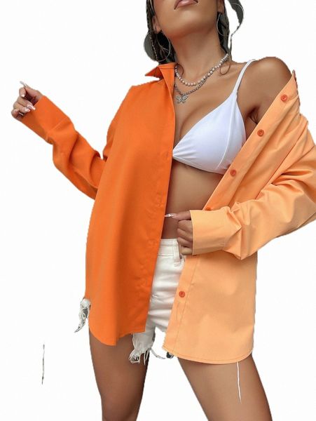 women's blouses & shirts two tone button front shirt c28m#, White