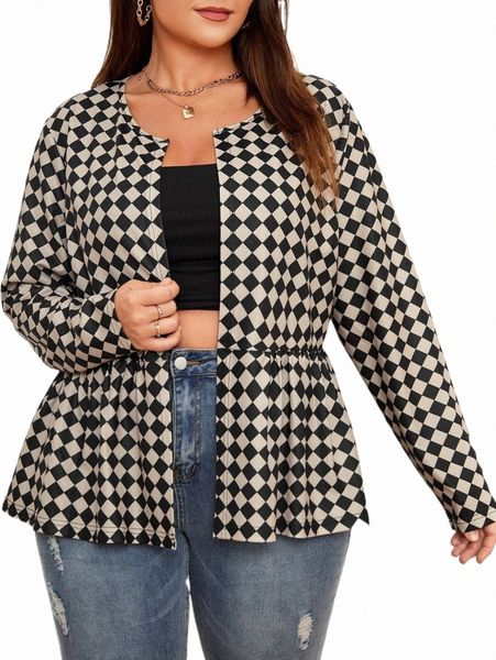 plus size outerwear & coats plus checkered print peplum open front jacket v24i#, Black
plus size outerwear & coats plus checkered print peplum open front jacket v24i#, Black