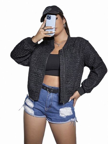 plus size outerwear & coats plus textured zipper front bomber jacket q58l#, Black
plus size outerwear & coats plus textured zipper front bomber jacket q58l#, Black