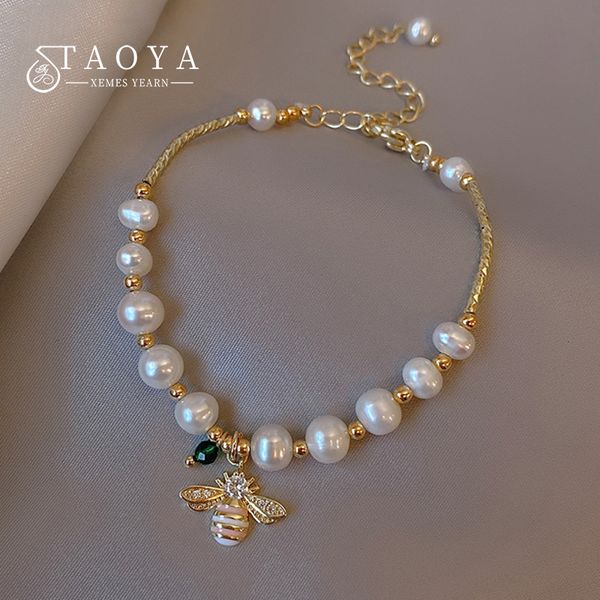 elegant pearl bee pendant charm bracelet 2022 new jewelry korean fashion accessories party exquisite for women's girls bracelet, Golden;silver
elegant pearl bee pendant charm bracelet 2022 new jewelry korean fashion accessories party exquisite for women's girls bracelet, Golden;silver