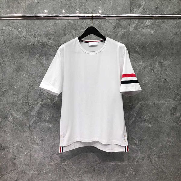 men's t-shirts and women's t shirts summer new light luxury brand tb arrival white pure cotton red blue stripes o-neck solid korea, White;black
men's t-shirts and women's t shirts summer new light luxury brand tb arrival white pure cotton red blue stripes o-neck solid korea, White;black