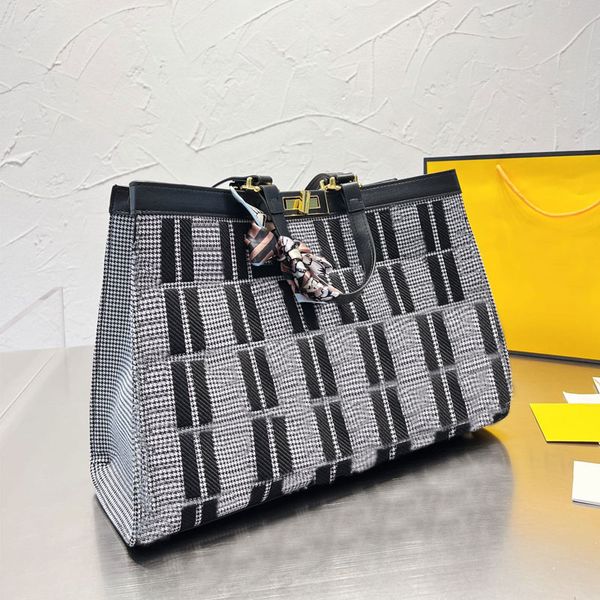 large handbag tote shopping bag women shoulder bags houndstooth canvas leather square rotary lock fashion letters f travel bag 41cm
large handbag tote shopping bag women shoulder bags houndstooth canvas leather square rotary lock fashion letters f travel bag 41cm