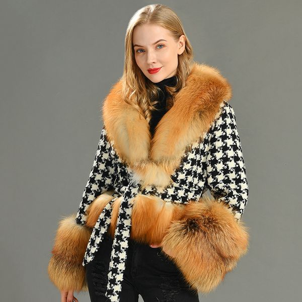 women's wool blends elegant women winter woolen jacket luxury fur collar european female casual thick parka 220908, Black
women's wool blends elegant women winter woolen jacket luxury fur collar european female casual thick parka 220908, Black