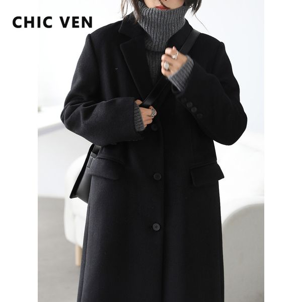 women's wool blends chic ven winter korean women wool blends long coat thickening casual warm single breasted overcoat woolen coats off, Black
women's wool blends chic ven winter korean women wool blends long coat thickening casual warm single breasted overcoat woolen coats off, Black