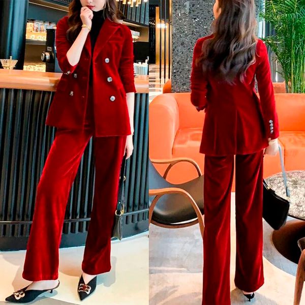winter red velvet fashion green women pants suits 2 pieces slim fit prom evening party wear celebrity long jacket, Black;red
winter red velvet fashion green women pants suits 2 pieces slim fit prom evening party wear celebrity long jacket, Black;red