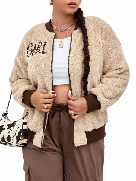 plus size outerwear & coats plus letter embroidery drop shoulder teddy bomber jacket g8cp#, Black
plus size outerwear & coats plus letter embroidery drop shoulder teddy bomber jacket g8cp#, Black