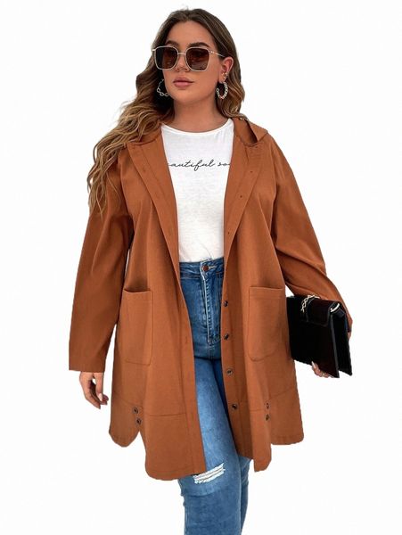 plus size outerwear & coats plus drop shoulder pocket patched hooded coat s8aa#, Black
plus size outerwear & coats plus drop shoulder pocket patched hooded coat s8aa#, Black