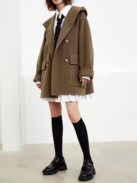 women's wool blends women's two-side woolen retro hooded coat winter lady fashion double breasted jacket outwear with pockets 2209, Black
women's wool blends women's two-side woolen retro hooded coat winter lady fashion double breasted jacket outwear with pockets 2209, Black