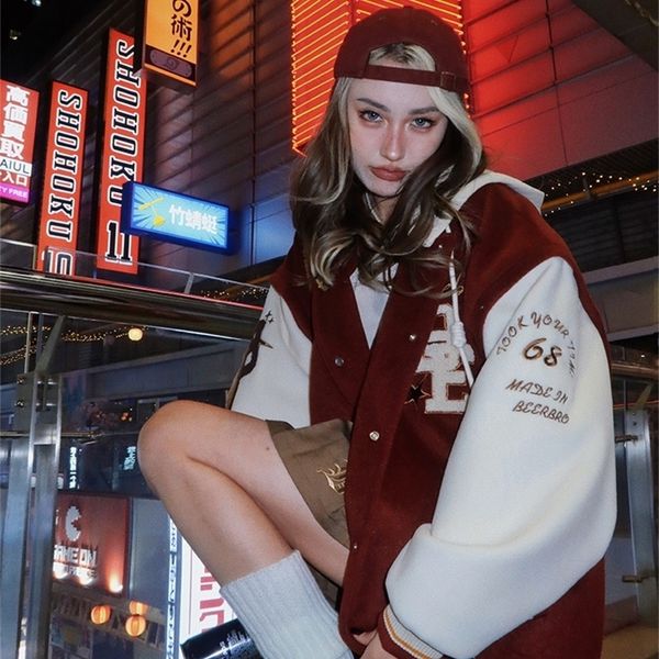 womens jackets american retro letter embroidery jackets coat baseball jacket womens winter hooded hip hop loose allmatch fashion clothes 220, Black;brown
womens jackets american retro letter embroidery jackets coat baseball jacket womens winter hooded hip hop loose allmatch fashion clothes 220, Black;brown