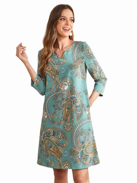 casual dresses emery rose paisley print notched neck tunic dress g150#, Black;gray
casual dresses emery rose paisley print notched neck tunic dress g150#, Black;gray