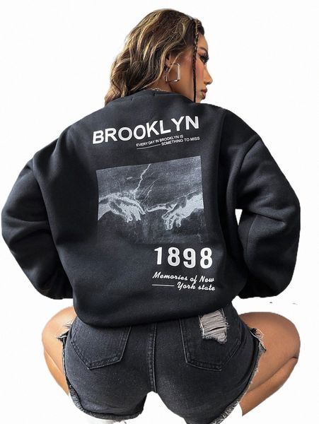 women's hoodies & sweatshirts slogan & hand print thermal lined sweatshirt k6bm#, Black
women's hoodies & sweatshirts slogan & hand print thermal lined sweatshirt k6bm#, Black