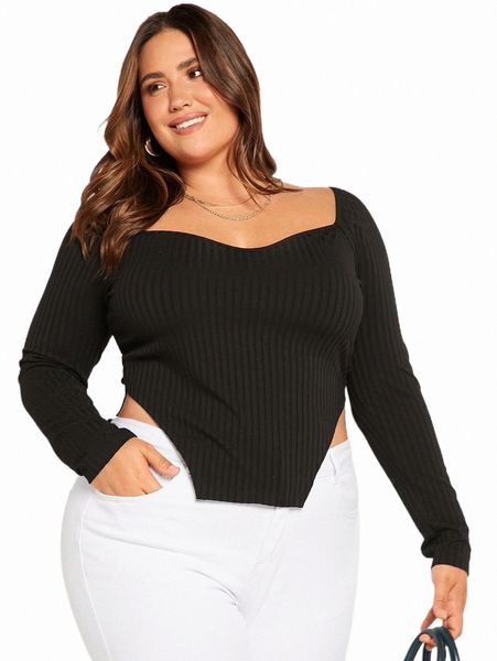 plus size t-shirt evolu plus sweetheart neck asymmetrical hem tee c9cl#, Black
plus size t-shirt evolu plus sweetheart neck asymmetrical hem tee c9cl#, Black